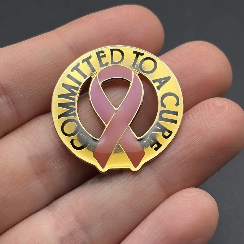 Committed To A‎ Cure Breast Cancer Awareness Ribbon Lapel Hat Pin